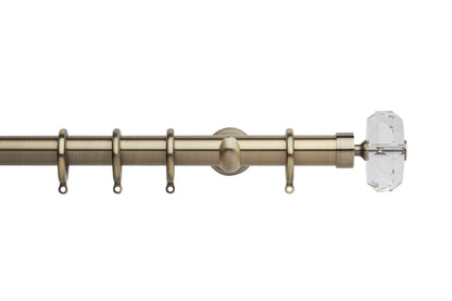 Hallis Neo Premium Faceted Ellipse 28mm Metal Curtain Pole (Cup Brackets) - Spun Brass