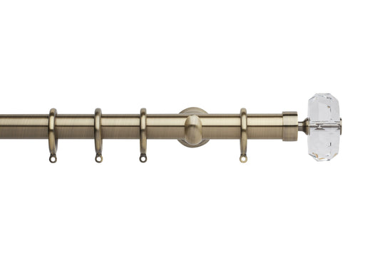 Hallis Neo Premium Faceted Ellipse 28mm Metal Curtain Pole (Cup Brackets) - Spun Brass