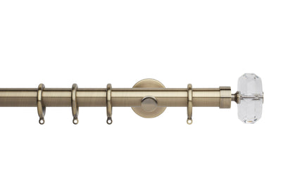 Hallis Neo Premium Faceted Ellipse 28mm Metal Curtain Pole (Cylinder Brackets) - Spun Brass