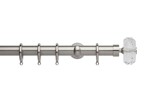 Hallis Neo Premium Faceted Ellipse 28mm Metal Curtain Pole (Cup Brackets) - Stainless Steel