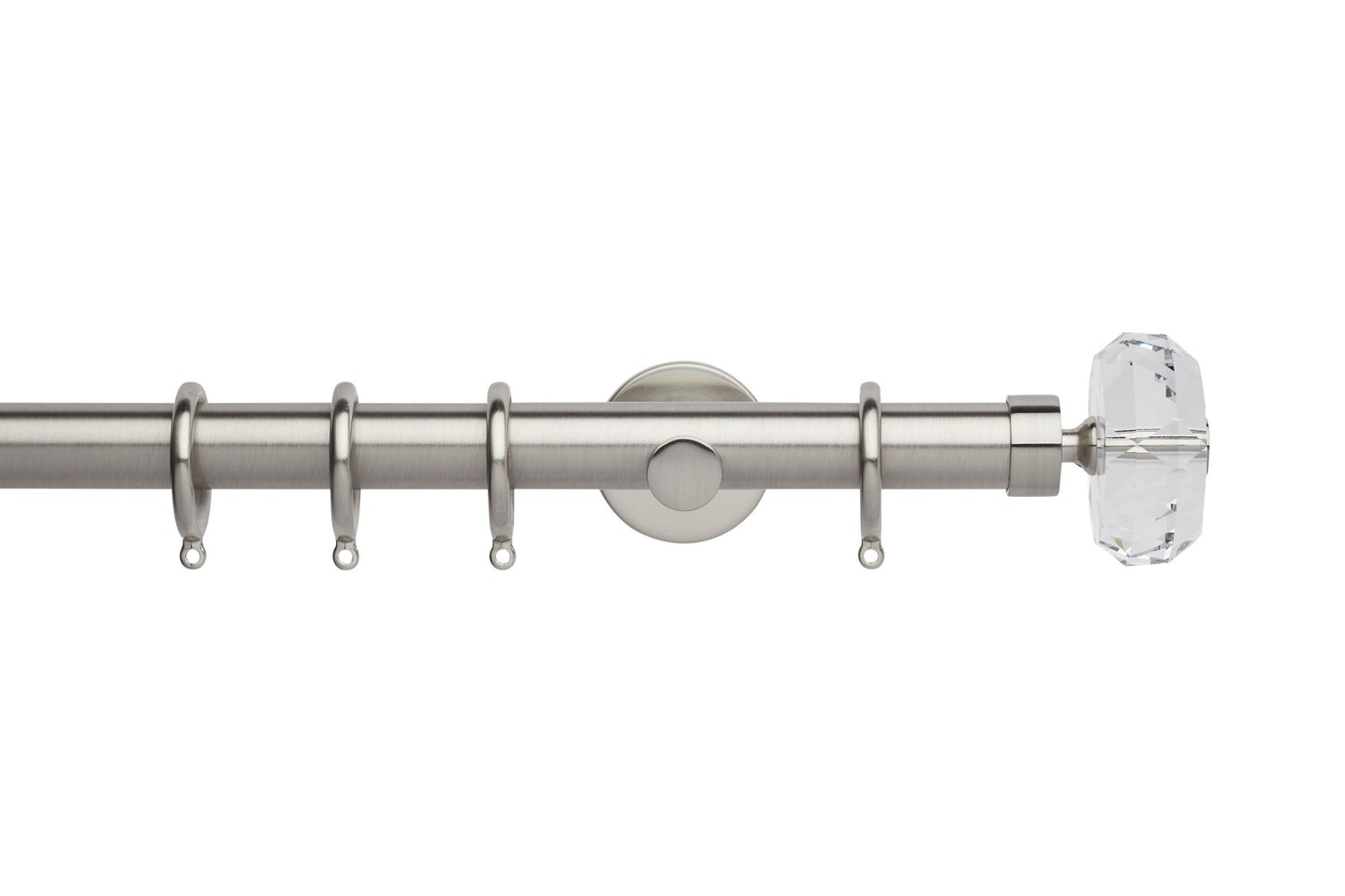 Hallis Neo Premium Faceted Ellipse 28mm Metal Curtain Pole (Cylinder Brackets) - Stainless Steel