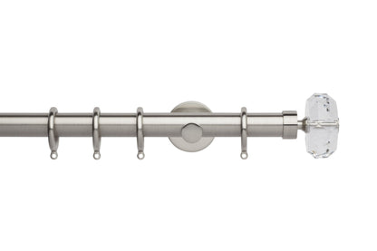 Hallis Neo Premium Faceted Ellipse 28mm Metal Curtain Pole (Cylinder Brackets) - Stainless Steel
