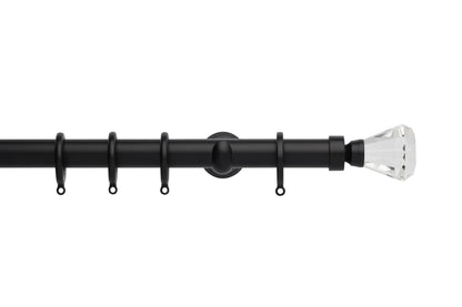 Hallis Neo Premium Faceted Trumpet 28mm Metal Curtain Pole (Cup Brackets) - Matt Black