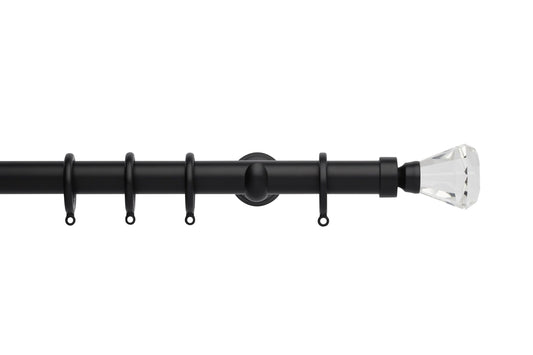 Hallis Neo Premium Faceted Trumpet 28mm Metal Curtain Pole (Cup Brackets) - Matt Black