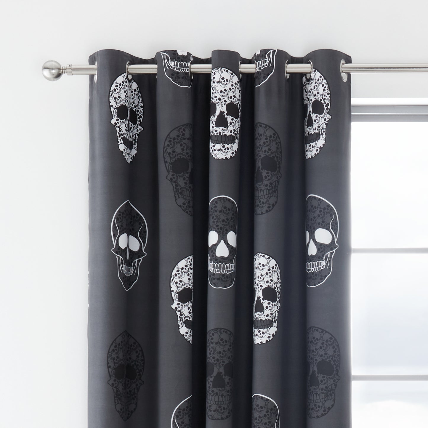Catherine Lansfield Skulls Eyelet Curtains