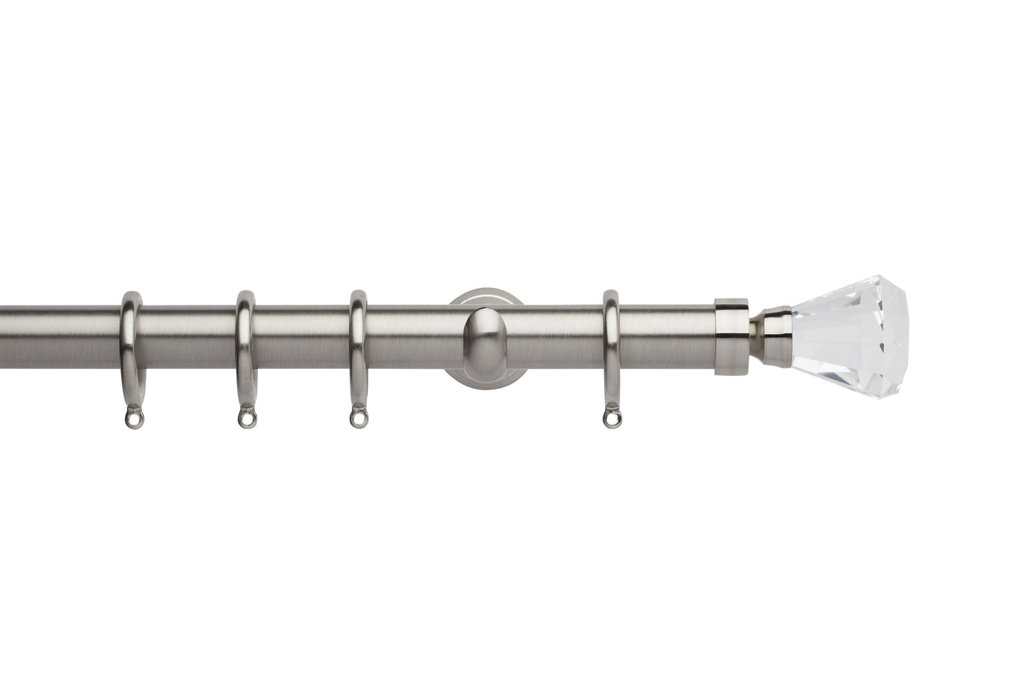 Hallis Neo Premium Faceted Trumpet 28mm Metal Curtain Pole (Cup Brackets) - Stainless Steel