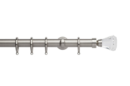 Hallis Neo Premium Faceted Trumpet 28mm Metal Curtain Pole (Cup Brackets) - Stainless Steel