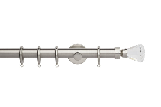 Hallis Neo Premium Faceted Trumpet 28mm Metal Curtain Pole (Cylinder Brackets) - Stainless Steel