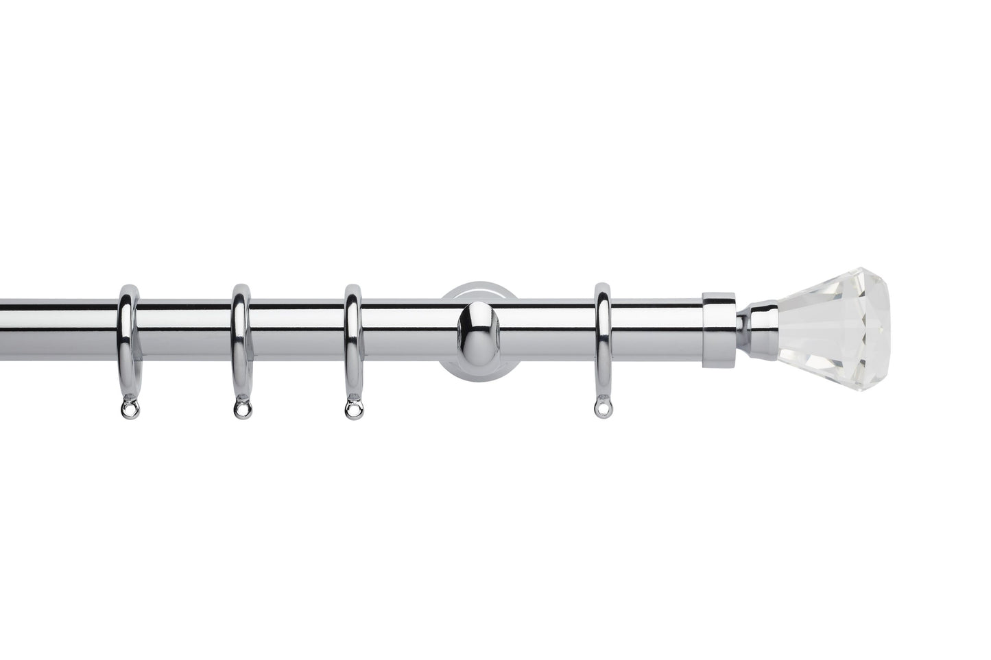 Hallis Neo Premium Faceted Trumpet 28mm Metal Curtain Pole (Cup Brackets) - Chrome