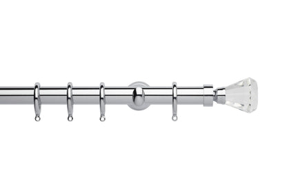 Hallis Neo Premium Faceted Trumpet 28mm Metal Curtain Pole (Cup Brackets) - Chrome