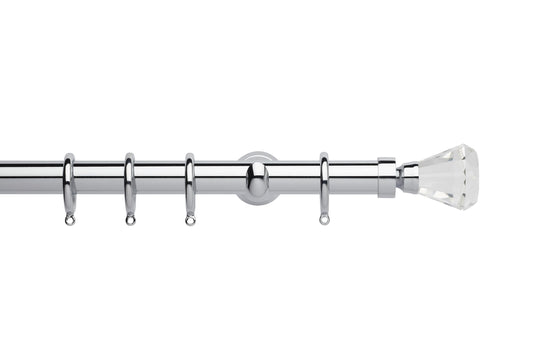 Hallis Neo Premium Faceted Trumpet 28mm Metal Curtain Pole (Cup Brackets) - Chrome