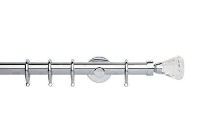 Hallis Neo Premium Faceted Trumpet 28mm Metal Curtain Pole (Cylinder Brackets) - Chrome