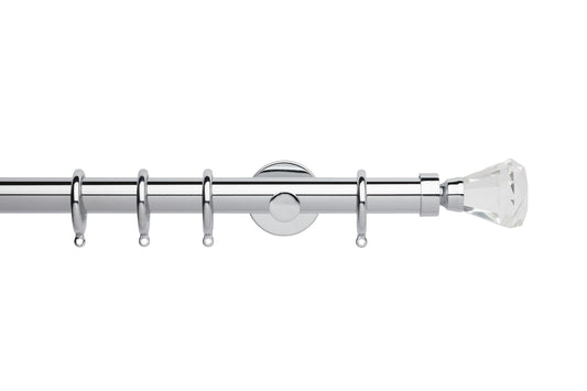Hallis Neo Premium Faceted Trumpet 28mm Metal Curtain Pole (Cylinder Brackets) - Chrome