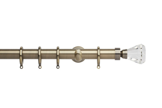 Hallis Neo Premium Faceted Trumpet 28mm Metal Curtain Pole (Cup Brackets) - Spun Brass