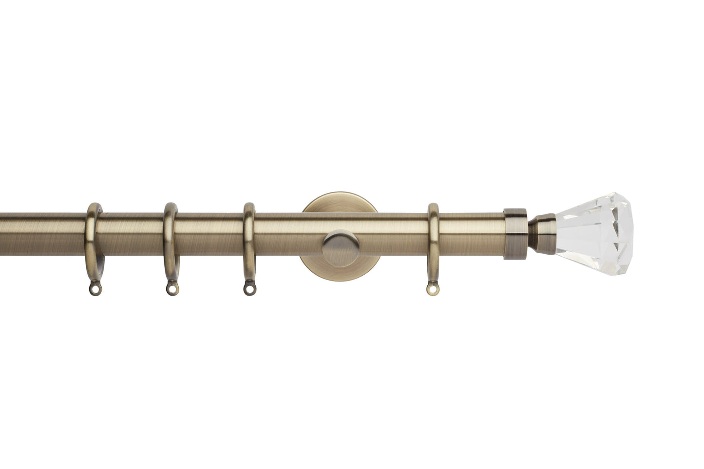 Hallis Neo Premium Faceted Trumpet 28mm Metal Curtain Pole (Cylinder Brackets) - Spun Brass