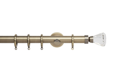 Hallis Neo Premium Faceted Trumpet 28mm Metal Curtain Pole (Cylinder Brackets) - Spun Brass