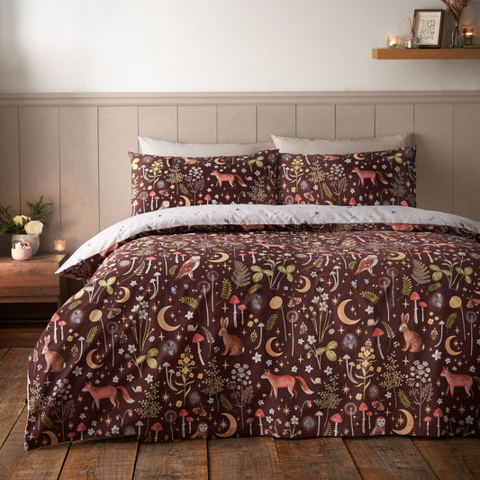 Catherine Lansfield Enchanted Twilight Duvet Cover Set - Chocolate