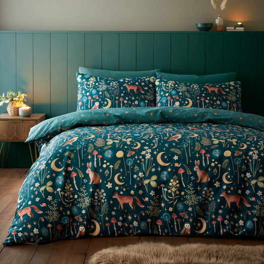 Catherine Lansfield Enchanted Twilight Duvet Cover Set - Forest Green