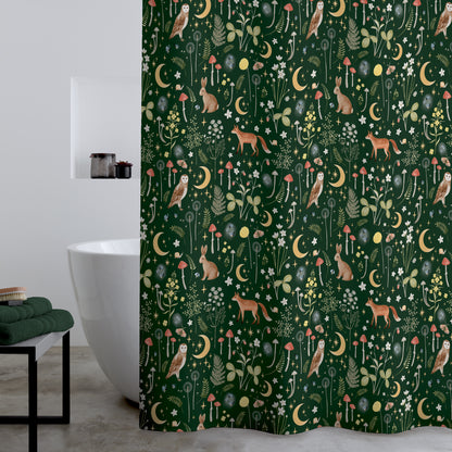 Catherine Lansfield Enchanted Twilight Shower Curtain - Forest Green