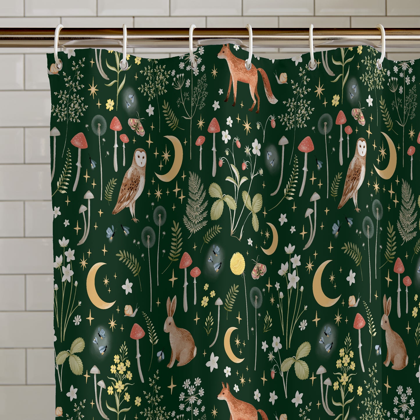 Catherine Lansfield Enchanted Twilight Shower Curtain - Forest Green