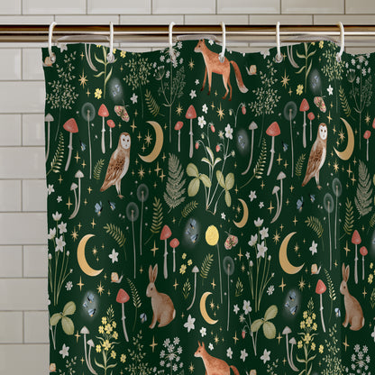 Catherine Lansfield Enchanted Twilight Shower Curtain - Forest Green
