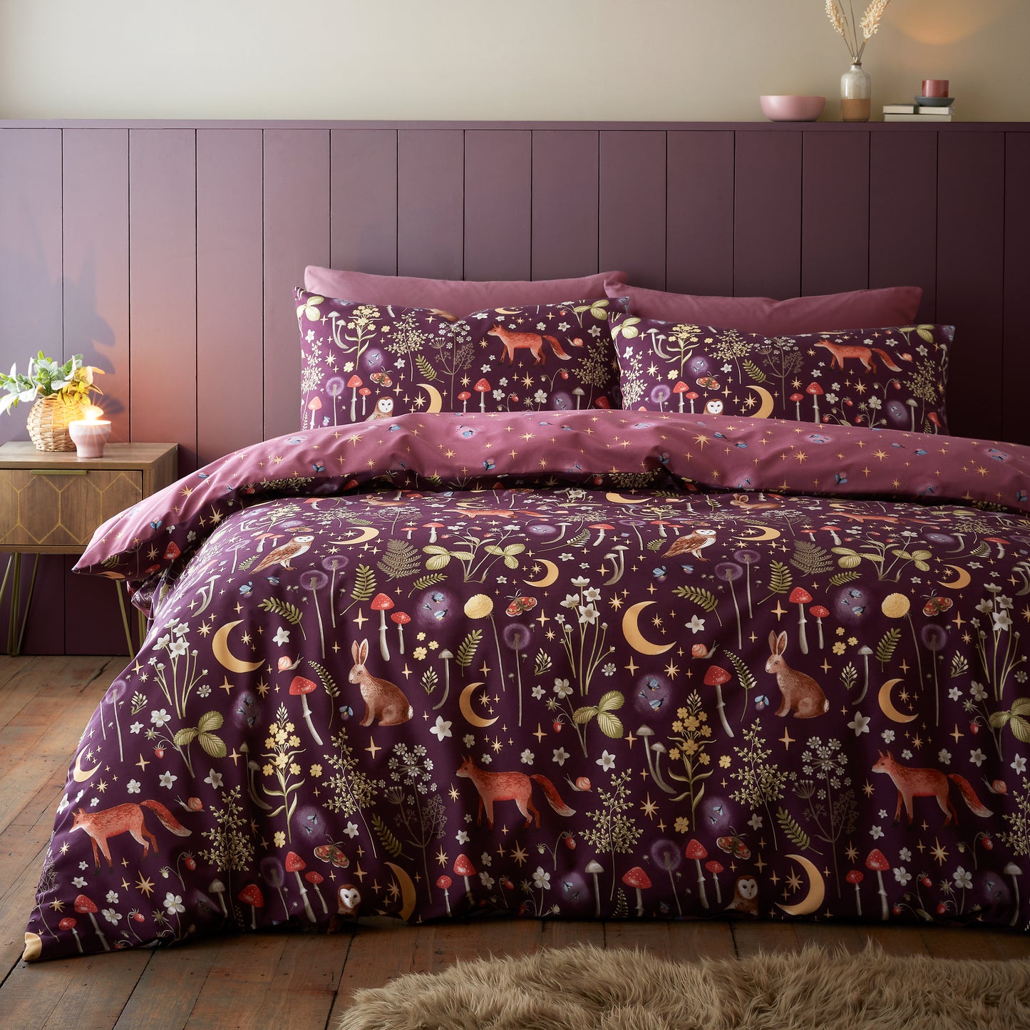 Catherine Lansfield Enchanted Twilight Duvet Cover Set - Plum