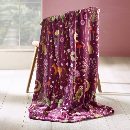 Catherine Lansfield Enchanted Twilight Throw - Plum