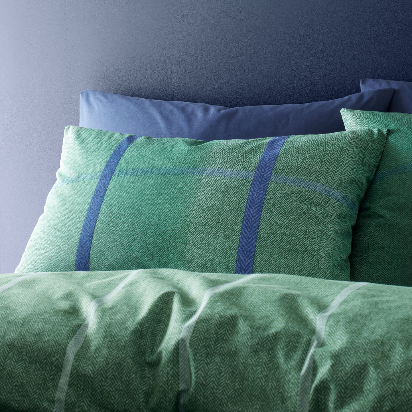 Catherine Lansfield Brushed Melrose Tweed Check Duvet Cover Set - Green