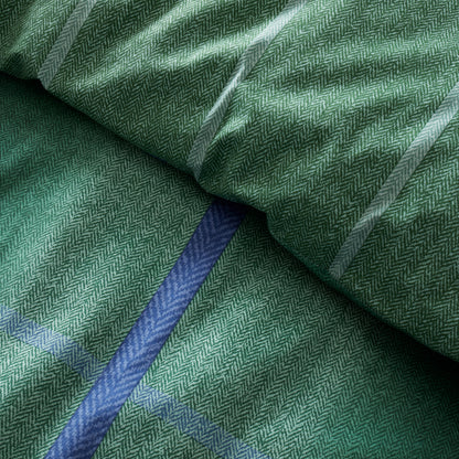 Catherine Lansfield Brushed Melrose Tweed Check Duvet Cover Set - Green
