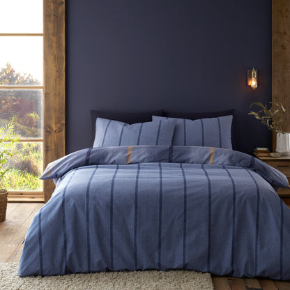 Catherine Lansfield Brushed Melrose Tweed Check Duvet Cover Set - Blue