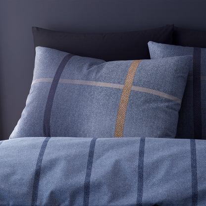 Catherine Lansfield Brushed Melrose Tweed Check Duvet Cover Set - Blue