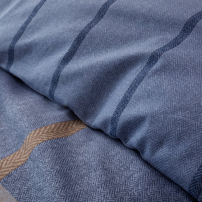 Catherine Lansfield Brushed Melrose Tweed Check Duvet Cover Set - Blue