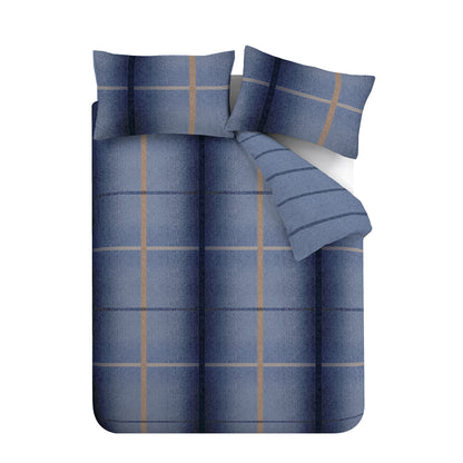 Catherine Lansfield Brushed Melrose Tweed Check Duvet Cover Set - Blue