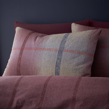 Catherine Lansfield Brushed Melrose Tweed Check Duvet Cover Set - Plum