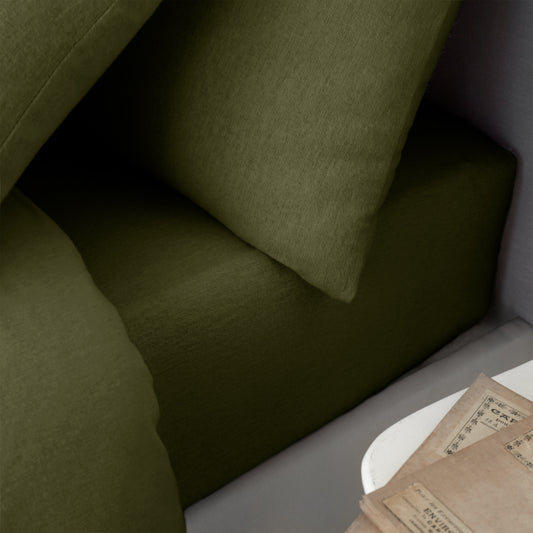 Catherine Lansfield Brushed Cotton Fitted Sheet - Green