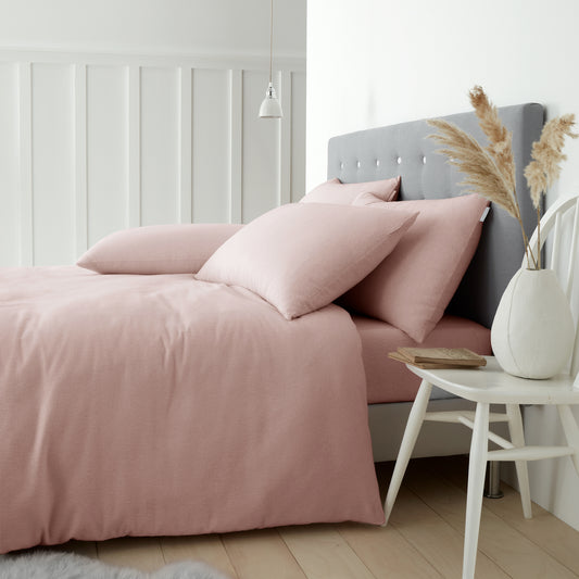 Catherine Lansfield Brushed Cotton Duvet Cover Set - Pink