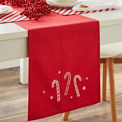 Catherine Lansfield Christmas Candy Cane Table Runner - Red
