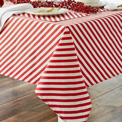 Catherine Lansfield Christmas Candy Cane Table Cloth - Red