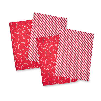 Catherine Lansfield Christmas Candy Cane Tea Towels (Pack of 4) - Red