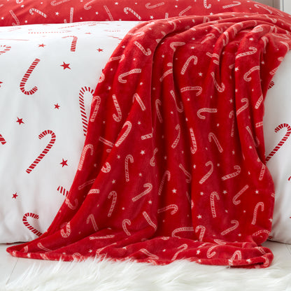 Catherine Lansfield Christmas Candy Cane Throw
