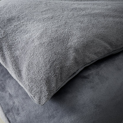 Catherine Lansfield Cosy Larsson Geo Fleece Duvet Cover Set - Grey
