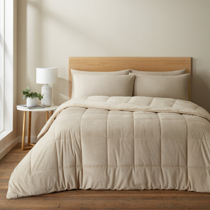 Catherine Lansfield Cosy Cord Coverless Duvet Comforter - Natural