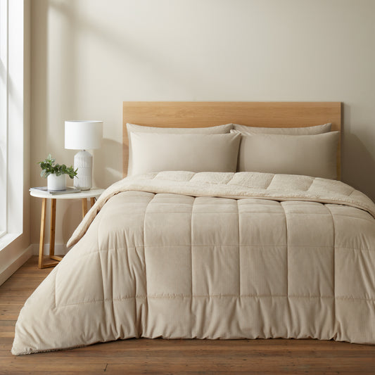 Catherine Lansfield Cosy Cord Coverless Duvet Comforter - Natural