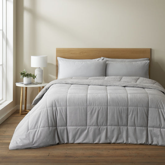 Catherine Lansfield Cosy Cord Coverless Duvet Comforter - Silver