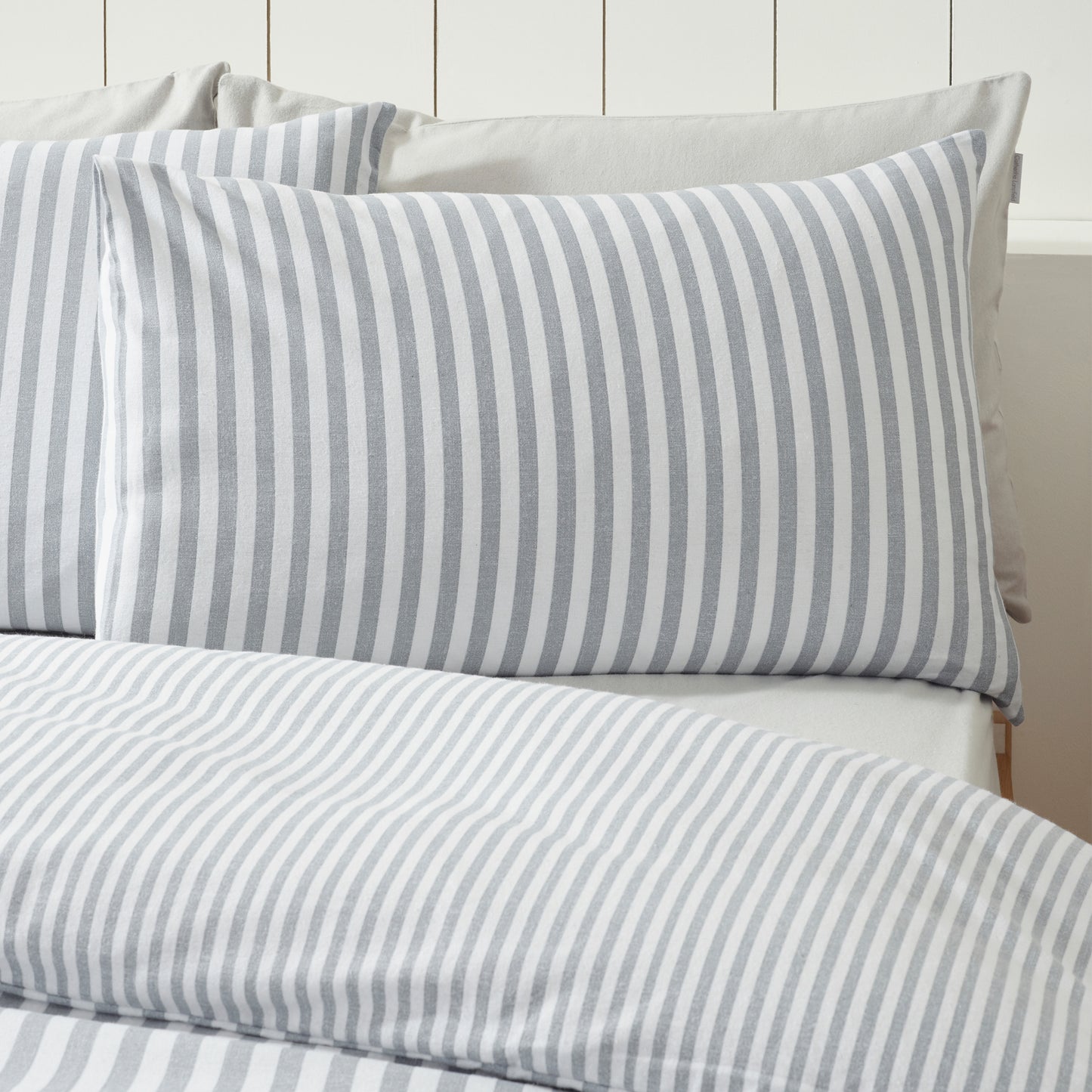 Catherine Lansfield Brushed Stripe Duvet Cover Set - Silver