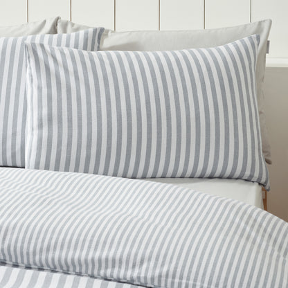 Catherine Lansfield Brushed Stripe Duvet Cover Set - Silver