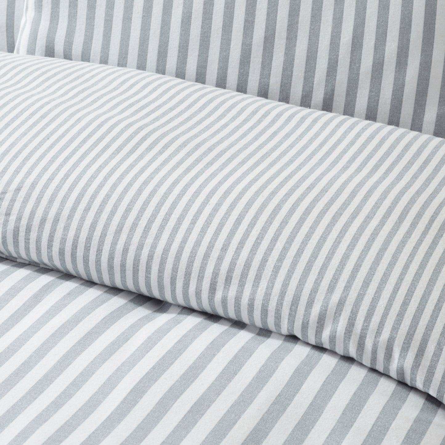 Catherine Lansfield Brushed Stripe Duvet Cover Set - Silver