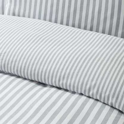 Catherine Lansfield Brushed Stripe Duvet Cover Set - Silver