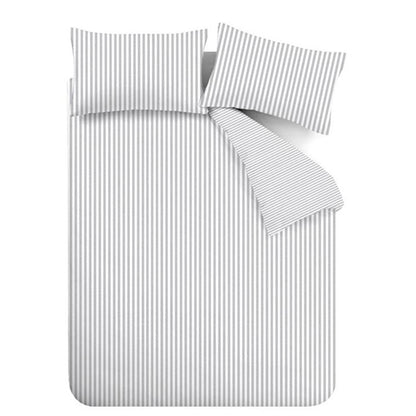 Catherine Lansfield Brushed Stripe Duvet Cover Set - Silver