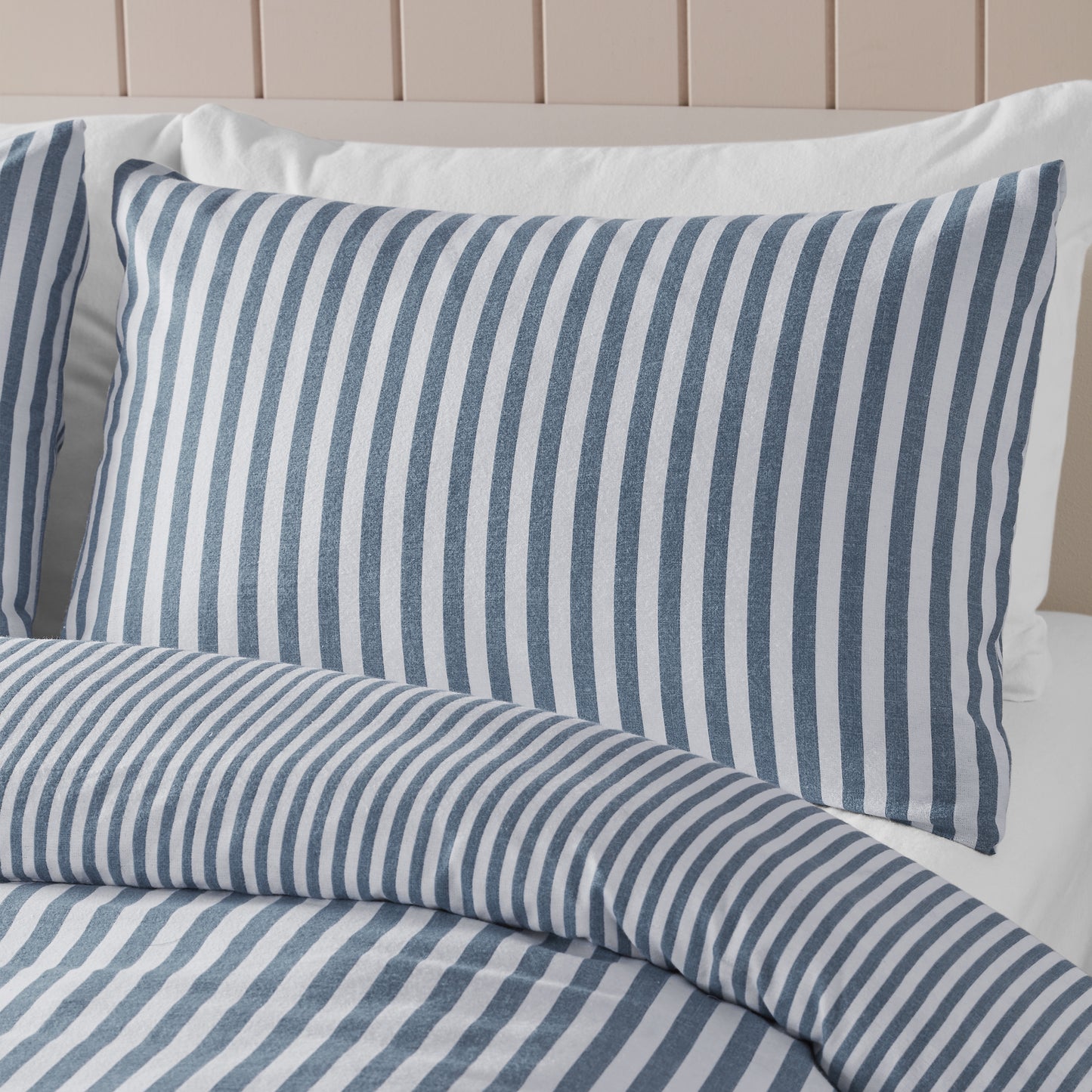 Catherine Lansfield Brushed Stripe Duvet Cover Set - Blue